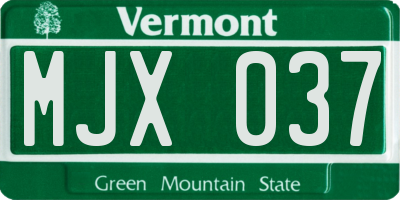 VT license plate MJX037