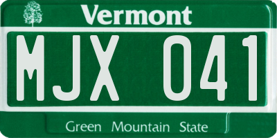 VT license plate MJX041