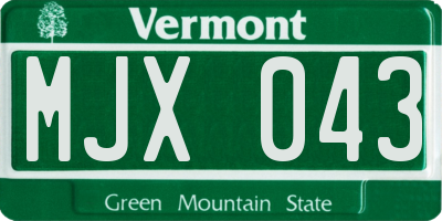 VT license plate MJX043