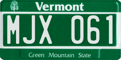 VT license plate MJX061