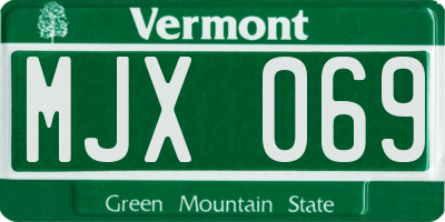 VT license plate MJX069