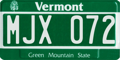 VT license plate MJX072