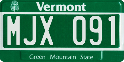 VT license plate MJX091