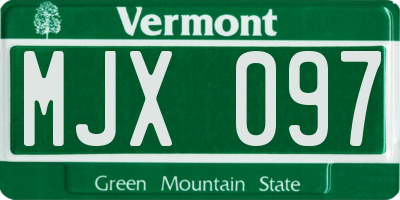 VT license plate MJX097