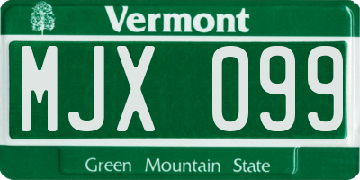 VT license plate MJX099