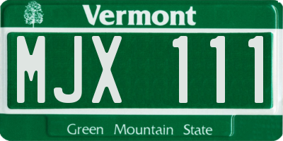 VT license plate MJX111