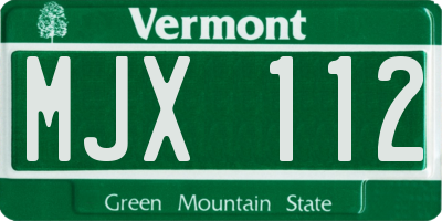 VT license plate MJX112