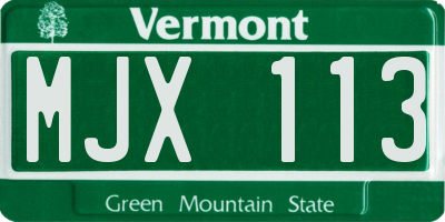 VT license plate MJX113
