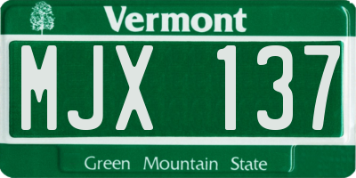 VT license plate MJX137