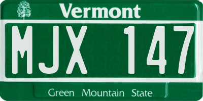 VT license plate MJX147