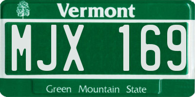 VT license plate MJX169