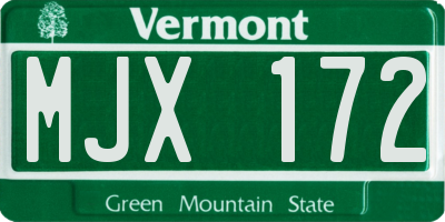 VT license plate MJX172