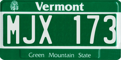 VT license plate MJX173