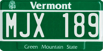 VT license plate MJX189