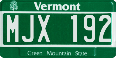 VT license plate MJX192