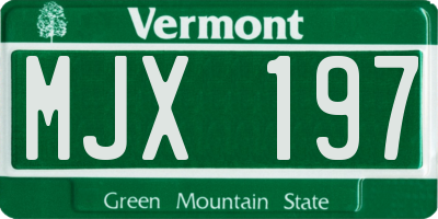 VT license plate MJX197
