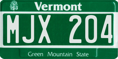 VT license plate MJX204