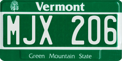 VT license plate MJX206