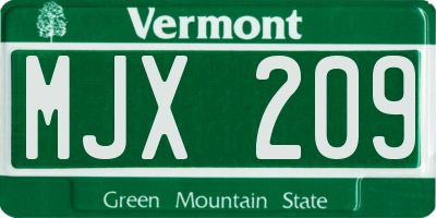 VT license plate MJX209