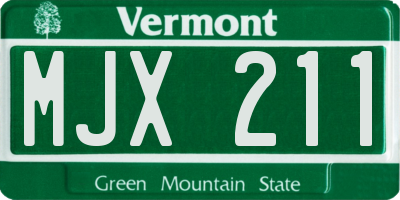 VT license plate MJX211