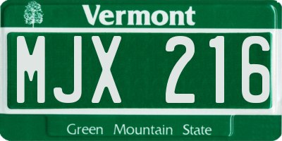 VT license plate MJX216