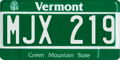 VT license plate MJX219