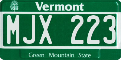 VT license plate MJX223