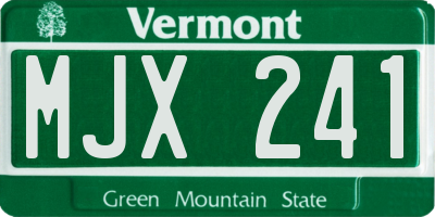 VT license plate MJX241