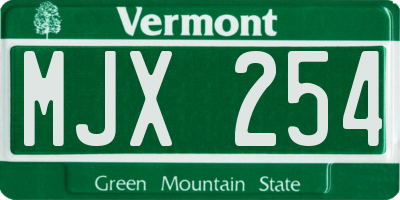 VT license plate MJX254