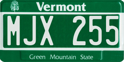 VT license plate MJX255