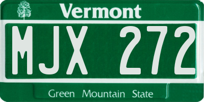 VT license plate MJX272