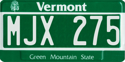 VT license plate MJX275