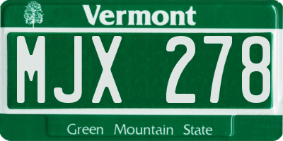VT license plate MJX278