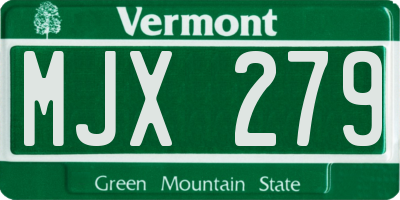 VT license plate MJX279