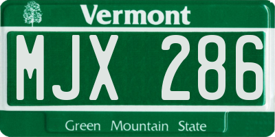 VT license plate MJX286