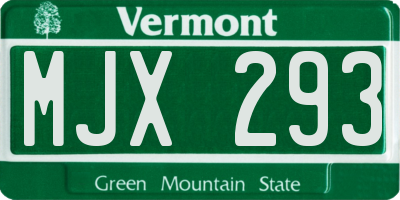 VT license plate MJX293