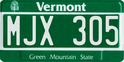 VT license plate MJX305