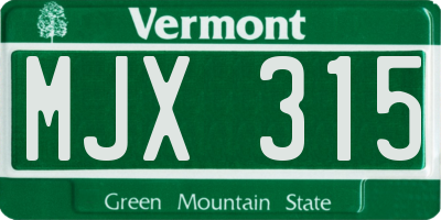 VT license plate MJX315