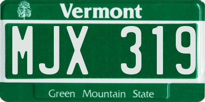 VT license plate MJX319