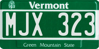 VT license plate MJX323
