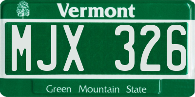VT license plate MJX326