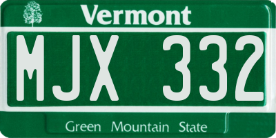 VT license plate MJX332