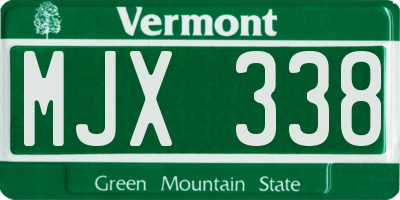 VT license plate MJX338
