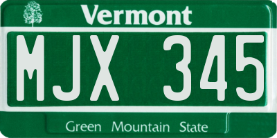 VT license plate MJX345