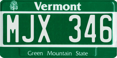 VT license plate MJX346