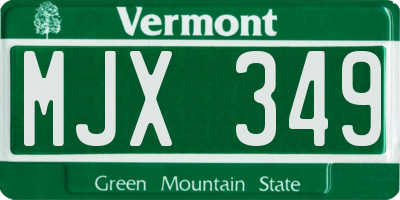 VT license plate MJX349