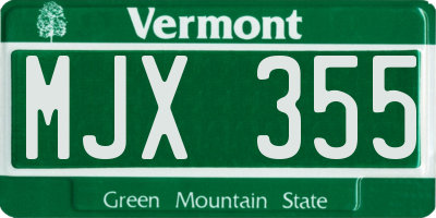 VT license plate MJX355