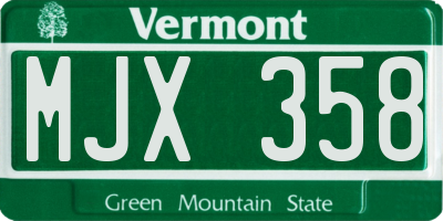 VT license plate MJX358