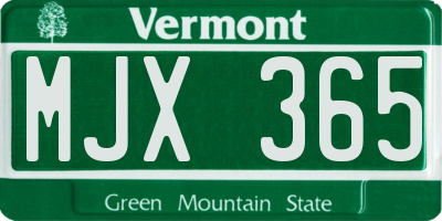 VT license plate MJX365