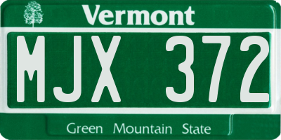 VT license plate MJX372